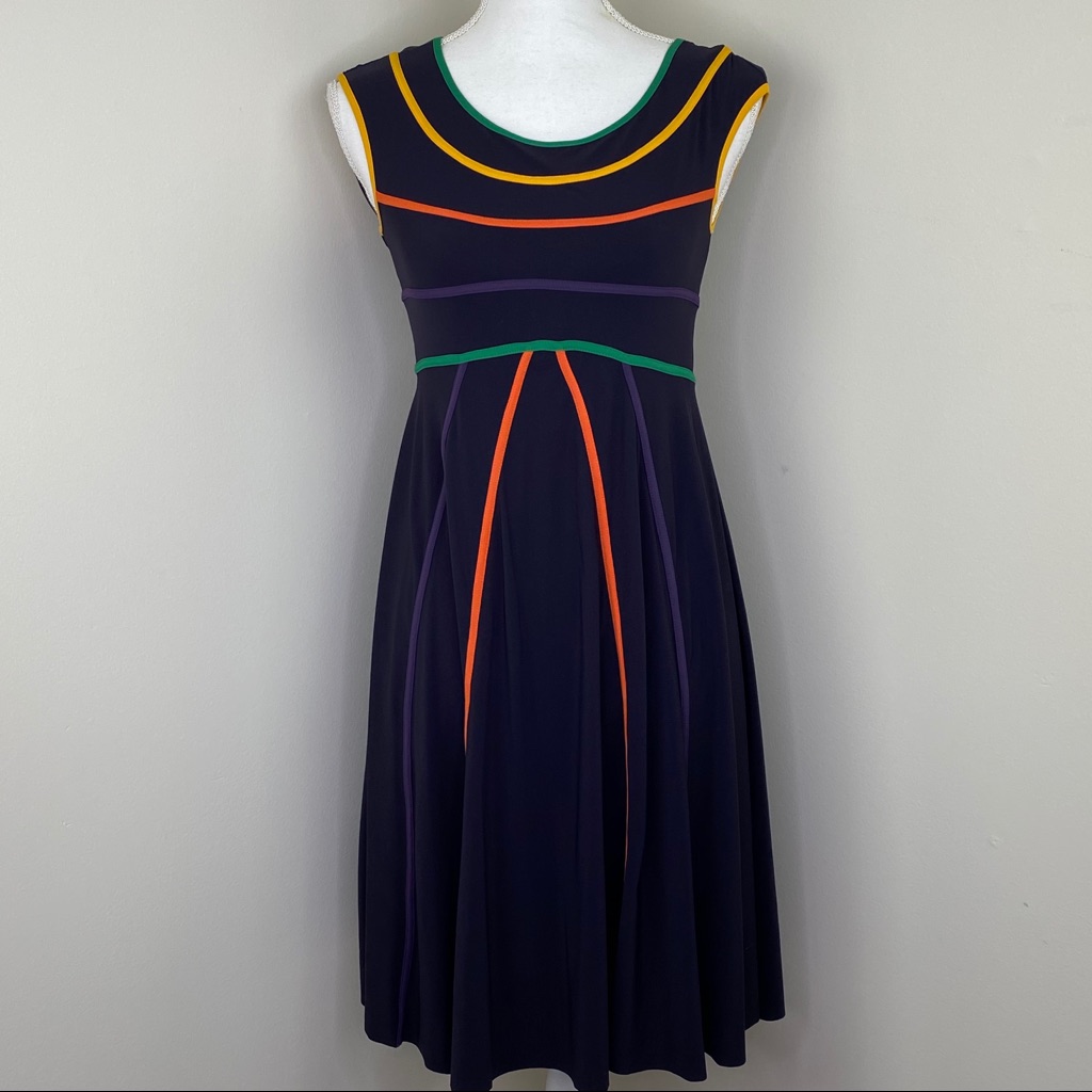 Indies Women's Scoop Neck Dress Size S Navy Blue
